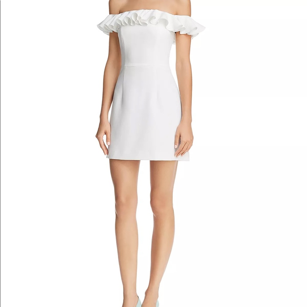 Whisper Light Ruffled Off-the-Shoulder dress